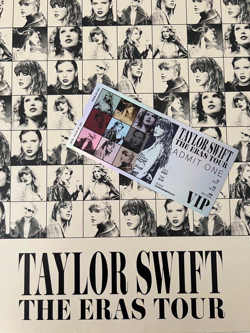 [NEGOTIABLE] Complete Taylor Swift VIP Merch Box (Category: Western Merchandise) located in Taguig. Submitted by making.room (Listing ID 1354778332, Image 1). Description: Everything is unused. Only opened to check its contents RFS: Extra set Negotiable Payment via BPI / GCash Inclusions: - Special Set of Four (4) Taylor Swift Prints - The Eras Tour VIP Tote Bag - Collectible Taylor Swift Pin, Sticker & Postcard Set - Special VIP Tour Laminate an