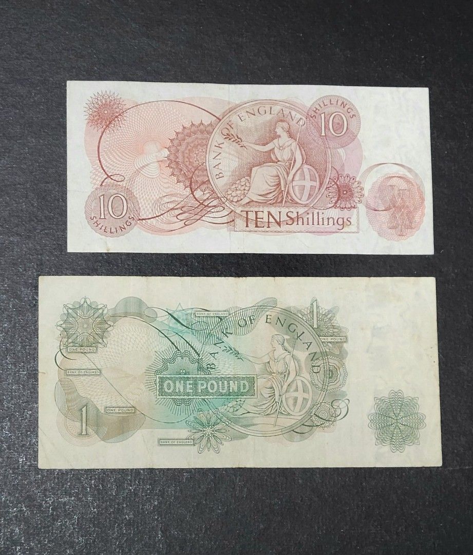英鎊老紙) 英國10先令及1鎊共2張, 興趣及遊戲, 收藏品及紀念品, 錢幣- Carousell