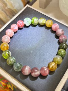 天然寶石💎老礦糖果碧璽 8+手串 。破底價64219498889601110