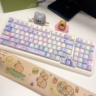 【無盡夏】繡球花 機械鍵盤 130keys 鍵帽 側刻透光 五面熱升華 原廠高度 cherry高度 key cap64163655159297110