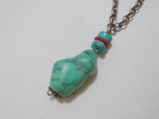 真石 銀製 項鏈 頸鏈 Necklace 綠松石 藍松石64202088723843110
