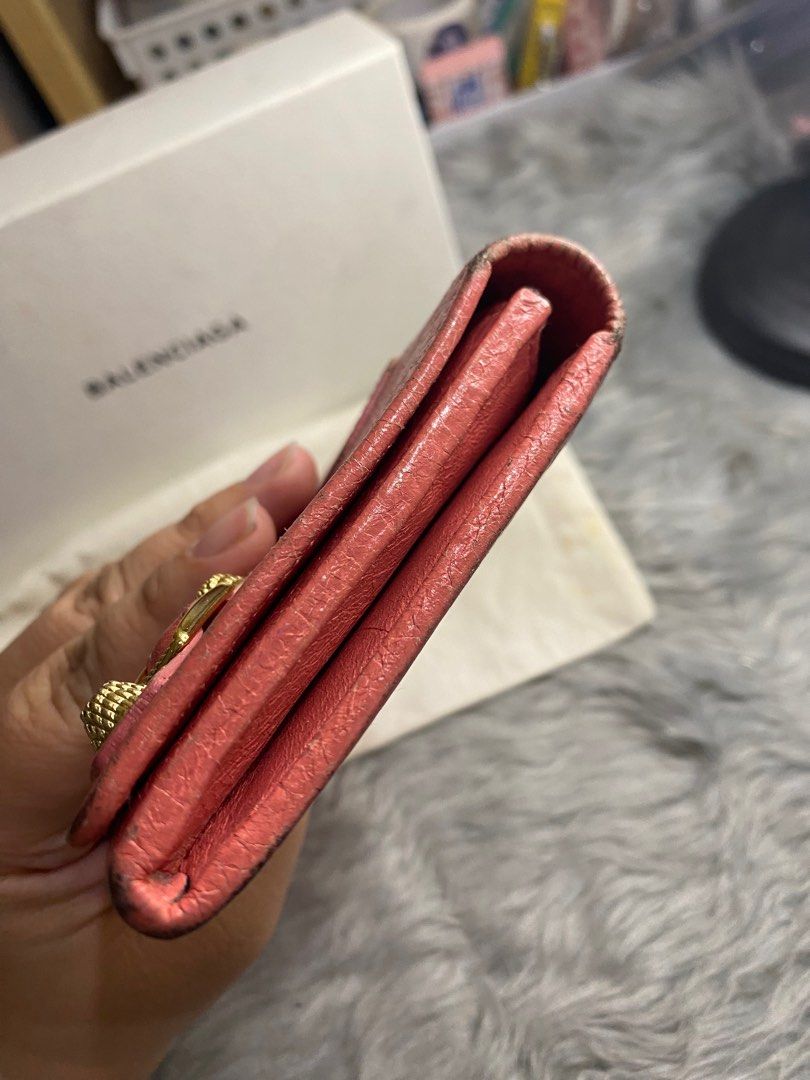 balenciaga wallet (Category: Luxury Bags & Wallets) located in Antipolo. Submitted by prelovedcloseta (Listing ID 1354961220, Image 3). Description: auth balenciaga wallet preloved minor rubs big studs wallet with box and dustbag estimated 10 card slots 3 bill compartments with coin compartment .
