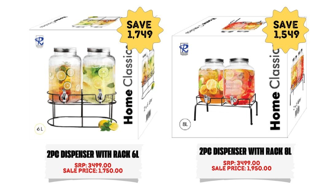 BEVERAGE JUICE DISPENSER, WATER DISPENSER (Category: Pitchers & Dispensers) located in Manila. Submitted by cartelcomnl (Listing ID 1354962508, Image 2). Description: IRECT BODEGA COMPARE MALL PRICE. Beverage glass jar dispenser with stand or without stand. BEVERAGE GLASS JAR FOR JUICE , LEMONADE ETC. Message us for more info..