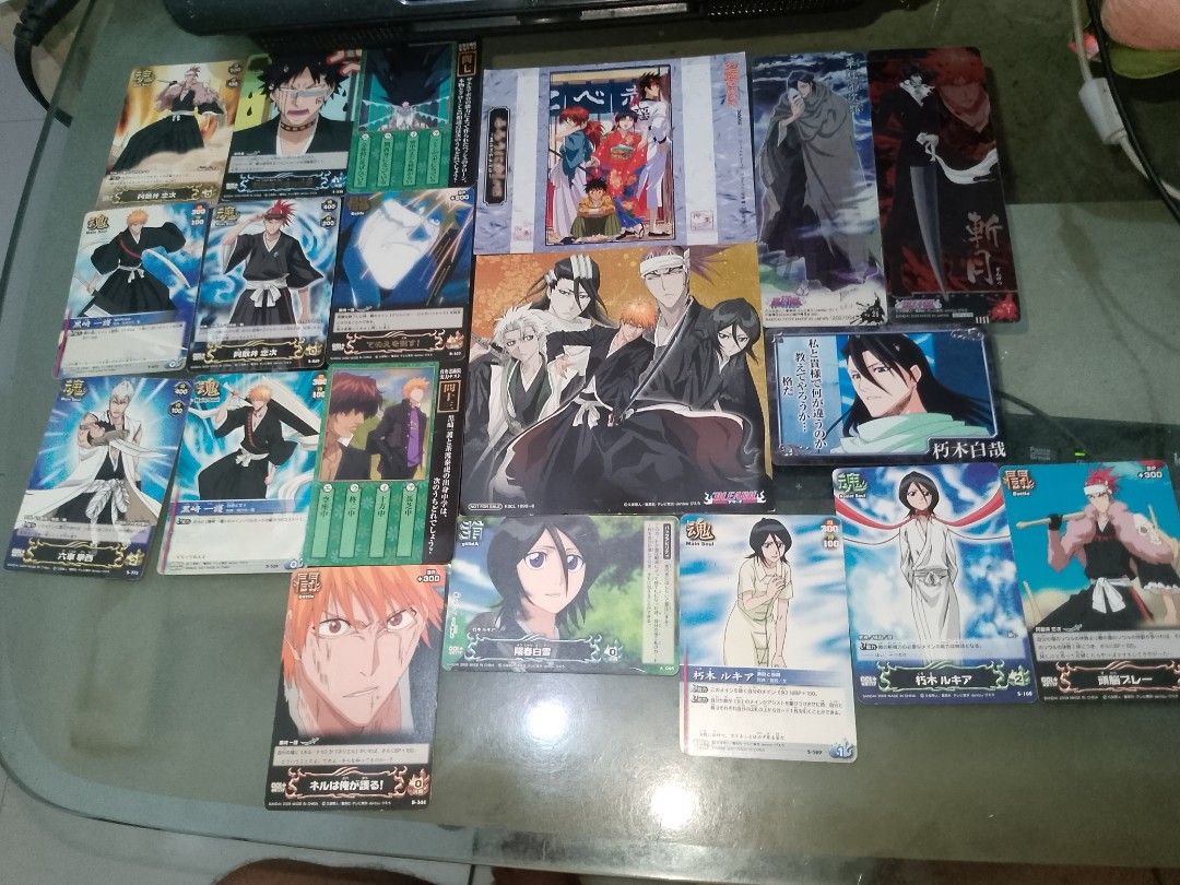 Bleach items (Category: Raw Singles) located in Bulacan. Submitted by xoxoprincessjade (Listing ID 1355015418, Image 1). Description: bleach items for sale ✨ 50 each cards if separate, SOLD all figures open den for take all pm lang if want ng take all - wysiwyg - preloved - all items are authentic - includes freebies if tinake all mop : gcash shipping : lbc, jnt or lalamove.