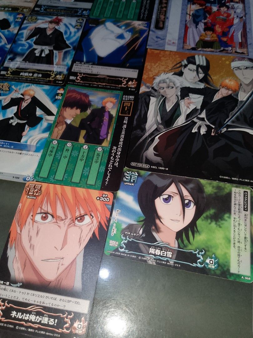 Bleach items (Category: Raw Singles) located in Bulacan. Submitted by xoxoprincessjade (Listing ID 1355015418, Image 3). Description: bleach items for sale ✨ 50 each cards if separate, SOLD all figures open den for take all pm lang if want ng take all - wysiwyg - preloved - all items are authentic - includes freebies if tinake all mop : gcash shipping : lbc, jnt or lalamove.