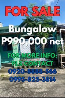 Bungalow House For Sale RFO in Barangay Mamatid Cabuyao Laguna Mabuhay City Subdivision Luxury Serris Phase 3 Price: PHP 990,000 NET FA 60 sqm LA 63 sqm 3 bedroom 2 t&b Clean Title 24 hrs security Ready for Occupancy