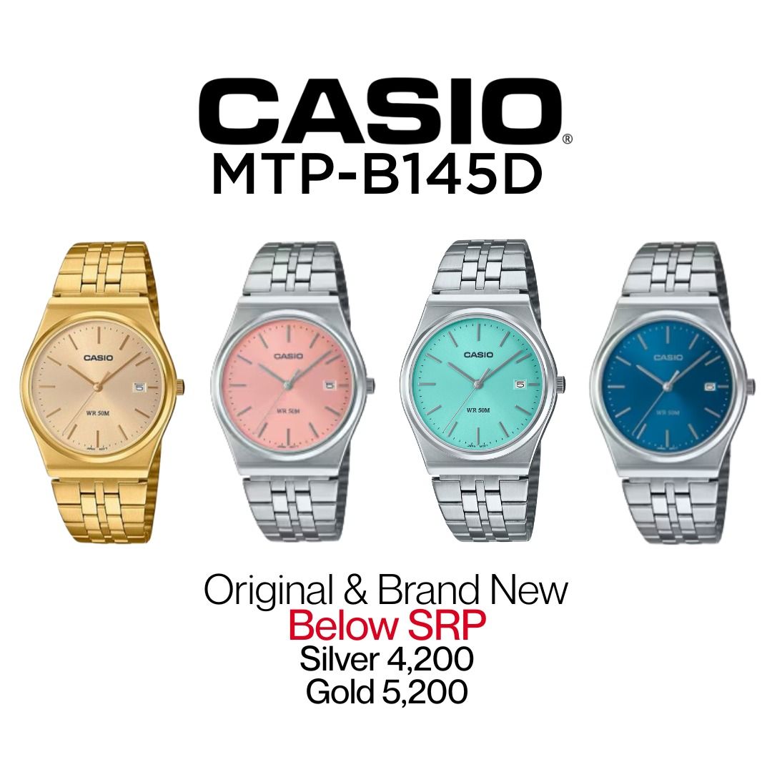 CASIO MTP-B145D (Category: Men's Watches) located in Angeles City. Submitted by kylvldz (Listing ID 1354998258, Image 1). Description: CASIO MTP-B145D Silver: 4200 Gold: 5200 .