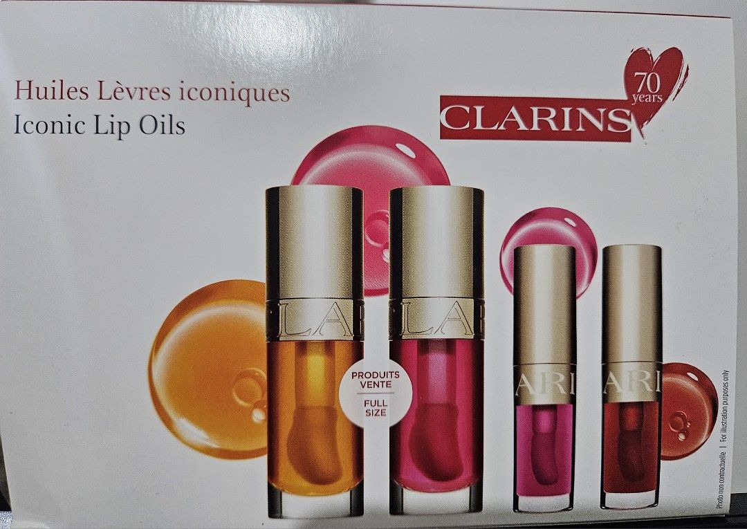 Clarins lip oil gift set (Category: Makeup) located in Santa Rosa. Submitted by acleancloset (Listing ID 1355016378, Image 1). Description: PLS READ: I only sell genuine, authentic items sourced from sprees in Aus, US & UK or Rustan's. Read my reviews for proof. No returns & exchanges, full payment required before items ships. Freebies not guaranteed. IF IN DOUBT OR LOWBALLING, PLS TRANSACT ELSEWHERE pls see pics for details retails at 3620php Li
