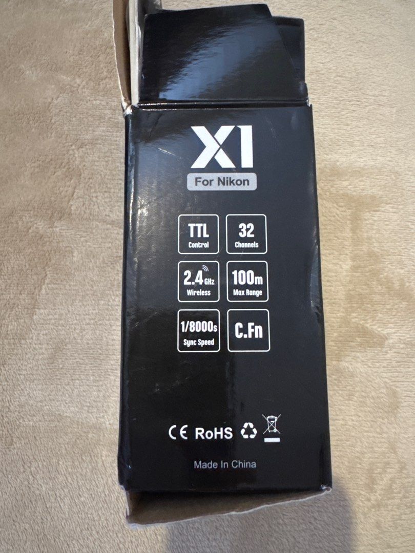 Godox X1R-N 2.4G Wireless Flash Trigger Receiver for DSLR Camera (Category: Flashes) located in Naga. Submitted by sweetdeclutters_ (Listing ID 1354949379, Image 3). Description: Godox X1 (For Nikon) TTL Wireless Flash Trigger Multifunction trigger for camera flash, studio flash, and camera shutter TTL Control 32 Channels 2.4GHz Wireless 100m Max Range 1/8000s Sync Speed C.Fn.