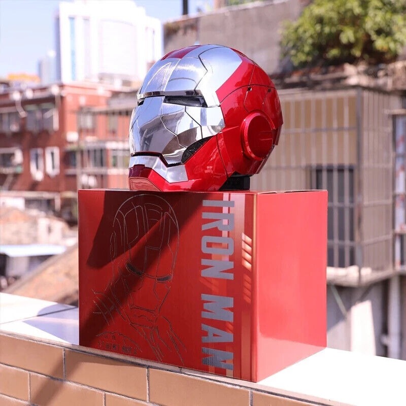 AUTOKING Iron Man MK5 1:1 Scale Wearable Helmet - Voice Control, Gold - Cosplay