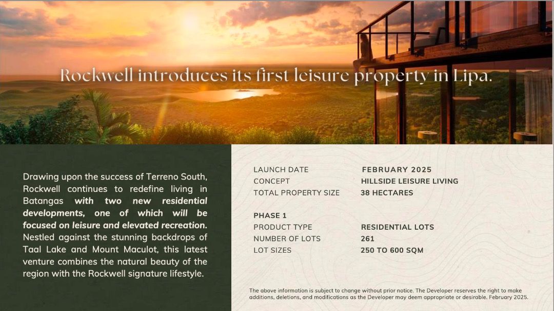 LAUAN RIDGES - Lipa City by Rockwell Land, Property, For Sale, Lot on ...