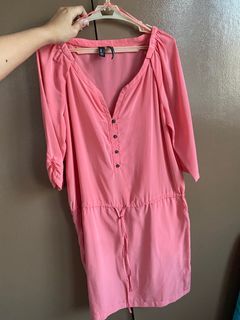 MANGO Pink Satin Dress