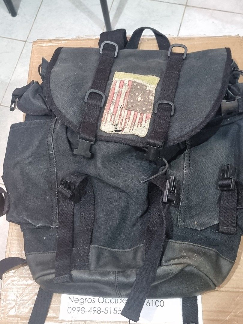 Polo Jeans Company RL Backpack (Category: Backpacks) located in Bacolod City. Submitted by lux-influx (Listing ID 1354924965, Image 1). Description: Polo Jeans Company, by Ralph Lauren, thick canvas and leather backpack, measures 18" height x 14" width x 6" at the bottom, vintage look, well used but with lots of life left. Nakasama sa BB, di ko naman kailangan kaya benta na lang. For swap or trade too, please check other items. Thanks!...
