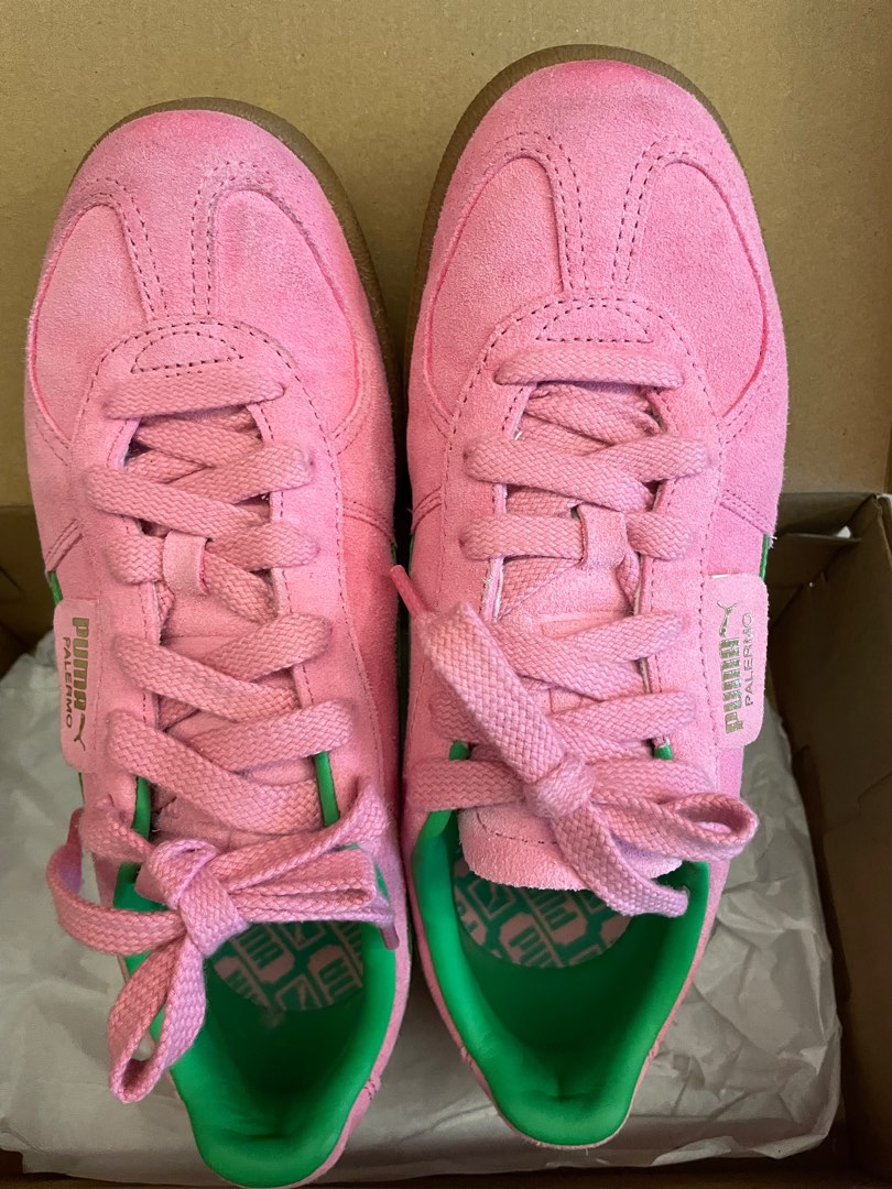 Puma Palermo Pink Green Gum Sneakers, Women's Fashion, Footwear