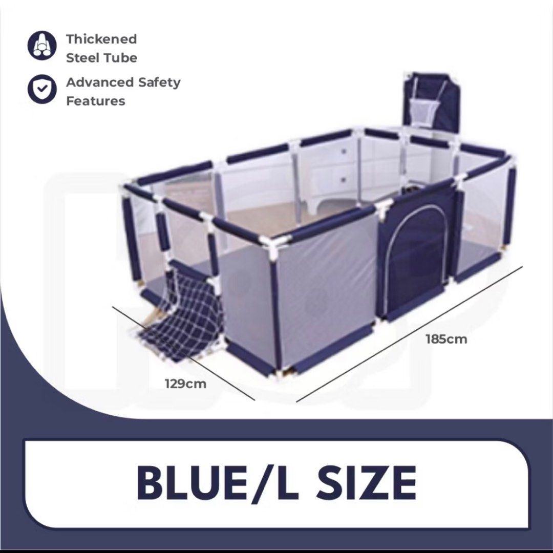 Stainless Steel Blue Rectangle Playpen Portable Indoor Outdoor Kids ...