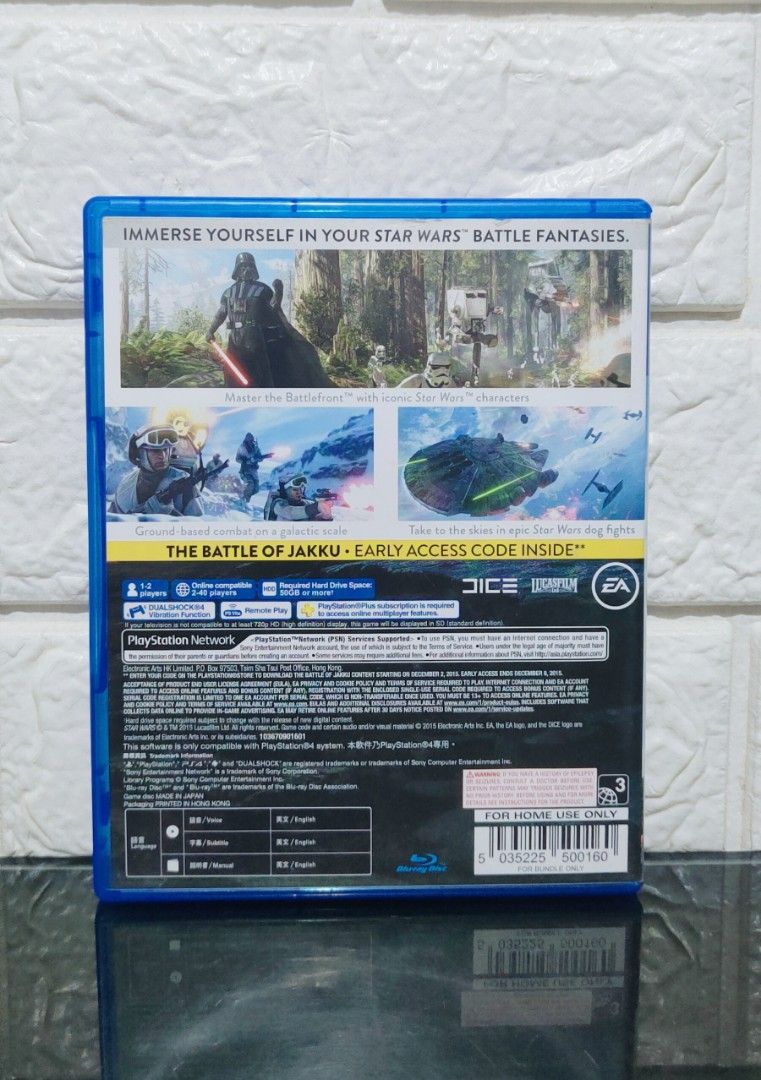 Star Wars: Battlefront | Authentic PS4 & PS5 Game (Category: PlayStation) located in Caloocan City. Submitted by RetroGuild (Listing ID 1354948469, Image 3). Description: ⚡⚡Star Wars: Battlefront | Authentic PS4 & PS5 Game⚡⚡ 💵PRICE: •₱499 only 🖊️DESCRIPTION: •Original | Genuine •Pre-owned | Used •Tested | Good Working Condition •Compatibility: PS4 & PS5 ⚠️Disclaimer: Please note that these are second-hand items, and signs of wear such as discol