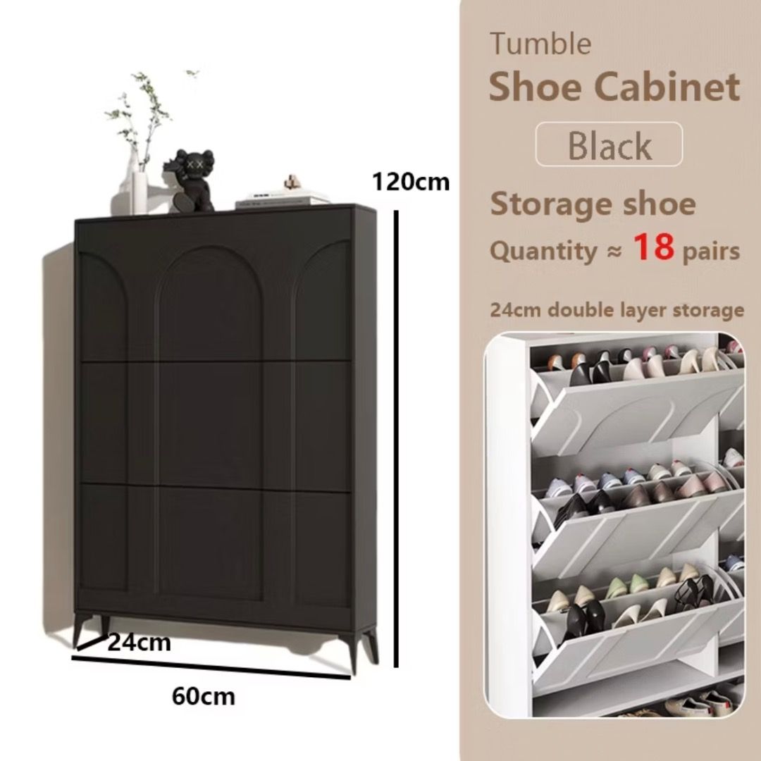 Tall Slim Shoe Cabinet | Space Saving Double Layer Tipping Shoe Rack ...