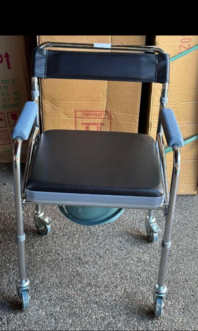 with wheels commode chair (Category: Braces, Support & Protection) located in Manila. Submitted by joy63057743416 (Listing ID 1355097445, Image 1). Description: brandnew affordable onhand negotiable good quality and condition open for pick up and delivery high quality we also sell many medical supplies call me 09971037330 cod,gcash,bank transfer.