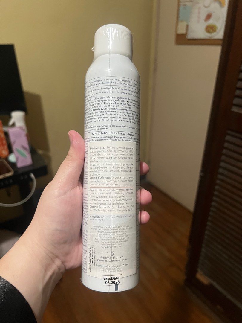 Avene - Spring water (300ml) (Category: Face Care) located in Las Pinas. Submitted by trueflower_125fe9 (Listing ID 1355178808, Image 2). Description: 🍓RFS: Decluttering as I’m going overseas 🍓Expiry date: 2028 🍓Mall price: 1,700.