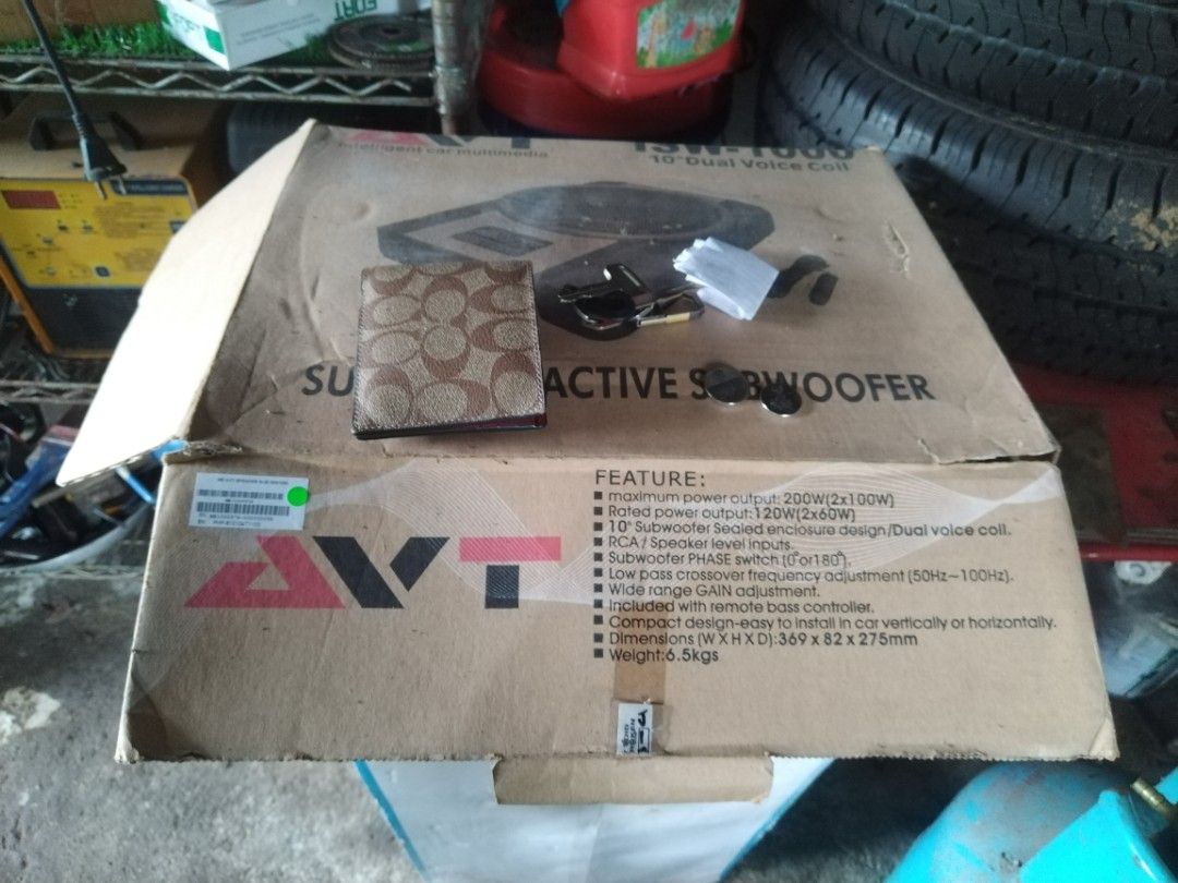 AVT under sit subwoofer (Category: Audio, Video, Alarm and other Electronic Accessories) located in Pasay City. Submitted by limapmap (Listing ID 1355279442, Image 2). Description: maganda pa kompleto wire.
