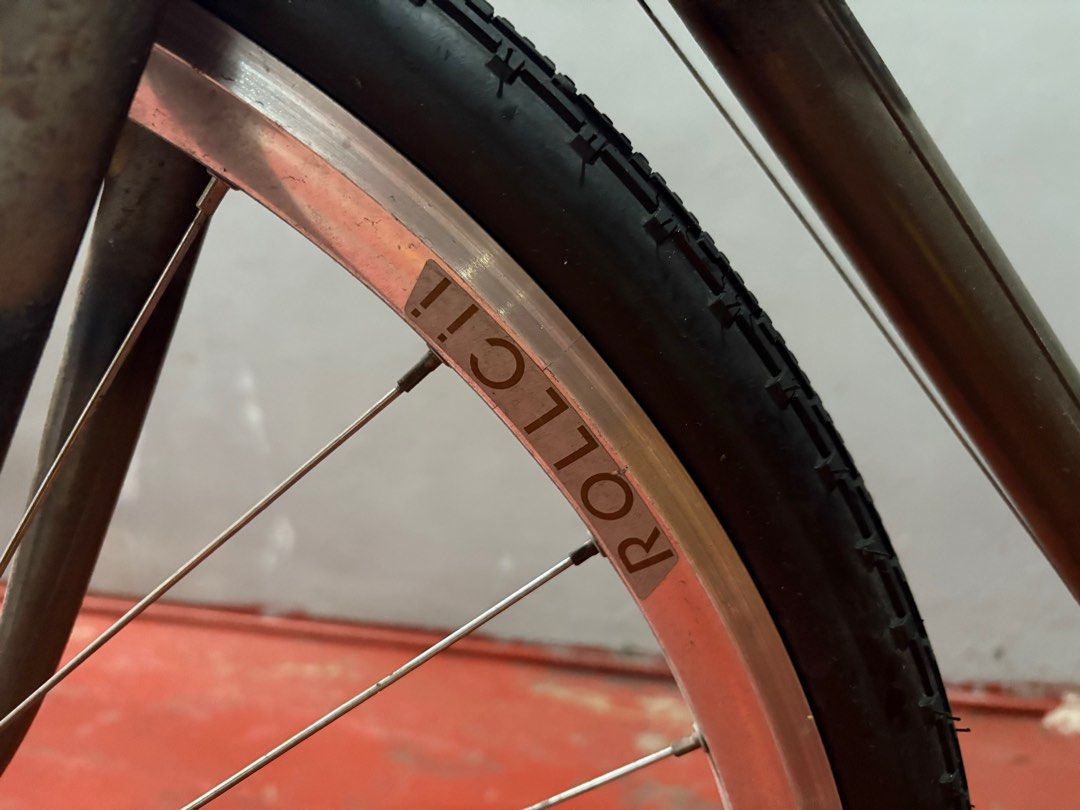 Bridgestone randonneur/touring build (Category: Bicycles) located in Manila. Submitted by takesandluna (Listing ID 1355137179, Image 3). Description: Frame: Bridgestone Steel Touring Frame with costumed Crankset: Velo Orange Grand Cru (50.4 BCD) Shifters: Dia-Compe Bar-End Shifters Derailleurs: Shimano (Front & Rear) Brakes: Dia-Compe Center Pull Brakes Wheelset: Rollc! Rims w/ Shimano Hubs Saddle: Brooks Leather Saddle (B17/Cambium) Handlebars: 