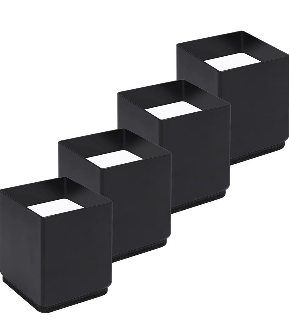 [BROWN] RCHYFEED Furniture Risers 2 inches Metal, 4 Pack Bed Riser ...