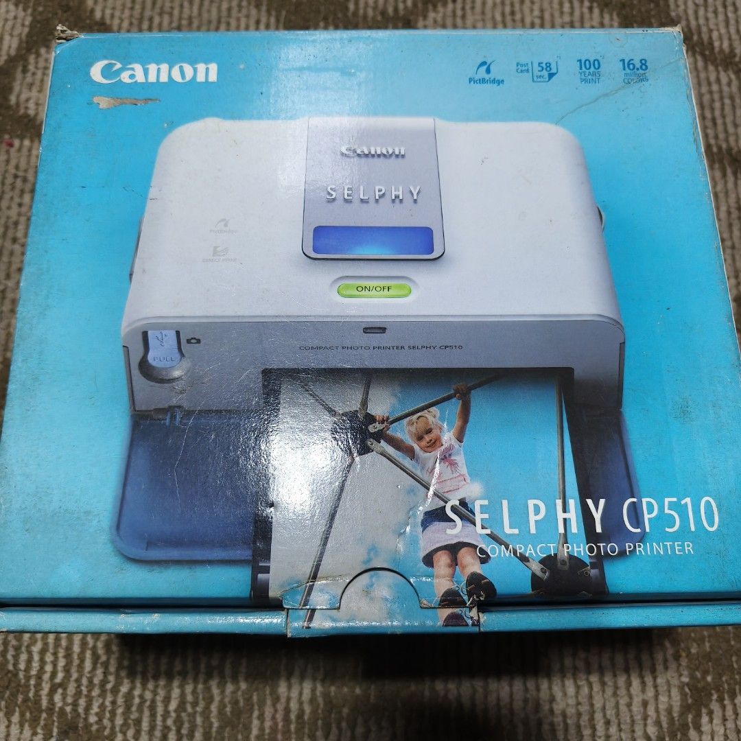 Canon Selphy CP510 (Category: Printers, Scanners & Copiers) located in Taguig. Submitted by sakiyasa (Listing ID 1355252566, Image 1). Description: Never been used. Only checked the inside and put it back again. Complete accessories with their plastic packagings..