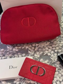 Christian Dior Beauty Makeup Washbag Pouch Red Silver Mirror化妝袋小包包化妝鏡64240586562050110