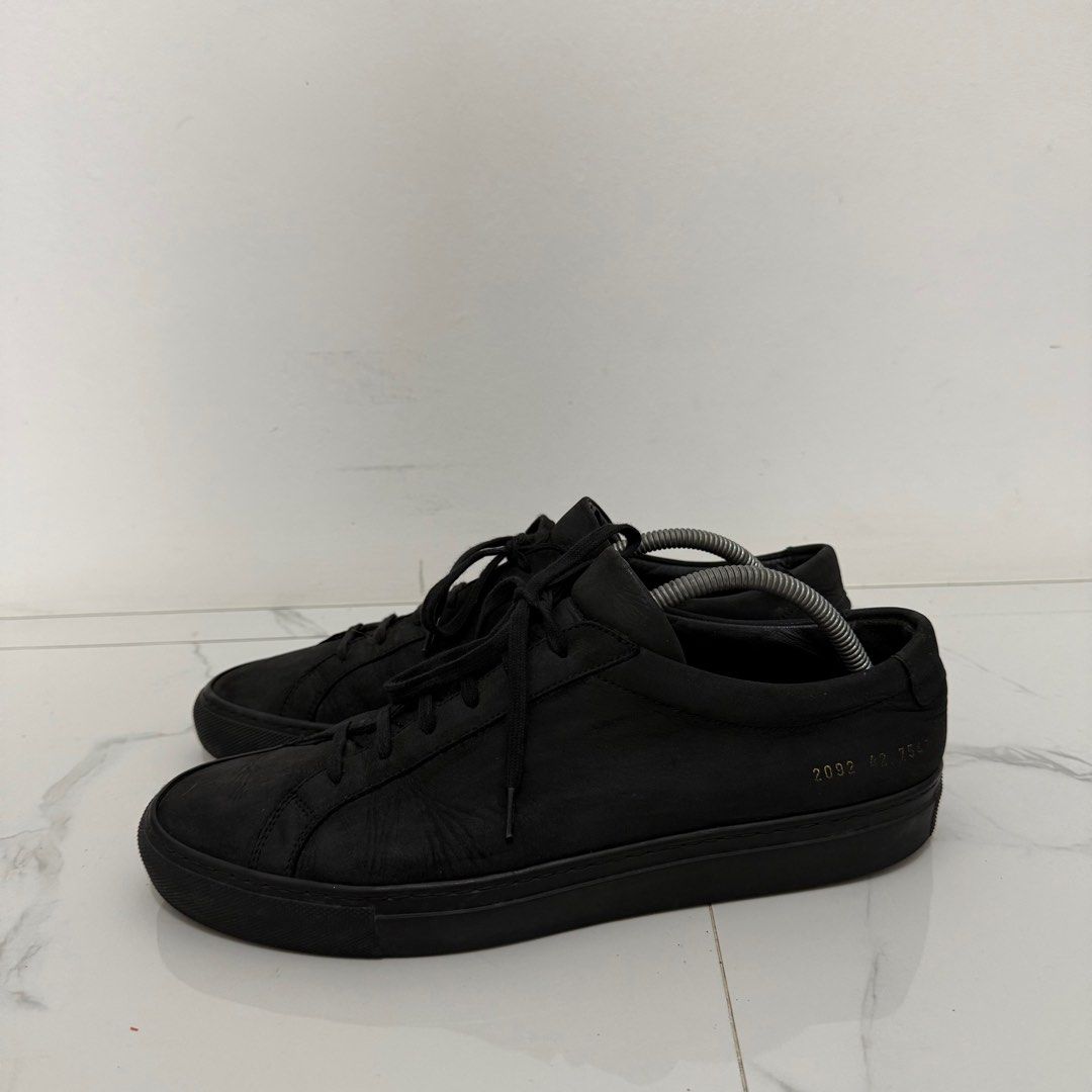 Common Projects Achilles Low Black Nubuck (Category: Sneakers) located in Tanauan. Submitted by flexingthriftsph (Listing ID 1355255283, Image 2). Description: Common Projects Achilles Low Black Nubuck Size 42 Pair only No box Used Issue - sole drags 8/10 condition -3,500.00.