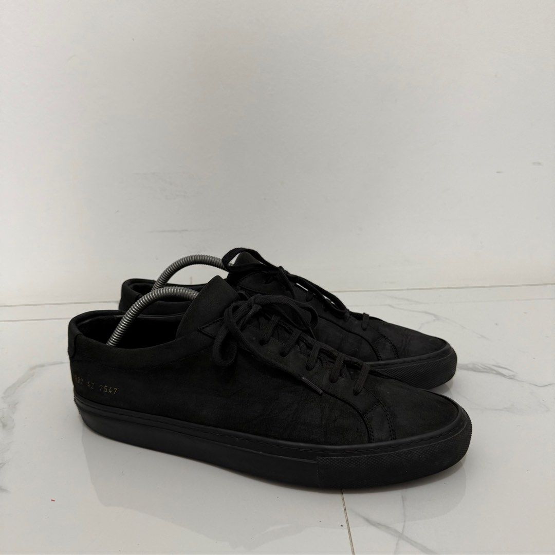 Common Projects Achilles Low Black Nubuck (Category: Sneakers) located in Tanauan. Submitted by flexingthriftsph (Listing ID 1355255283, Image 1). Description: Common Projects Achilles Low Black Nubuck Size 42 Pair only No box Used Issue - sole drags 8/10 condition -3,500.00.