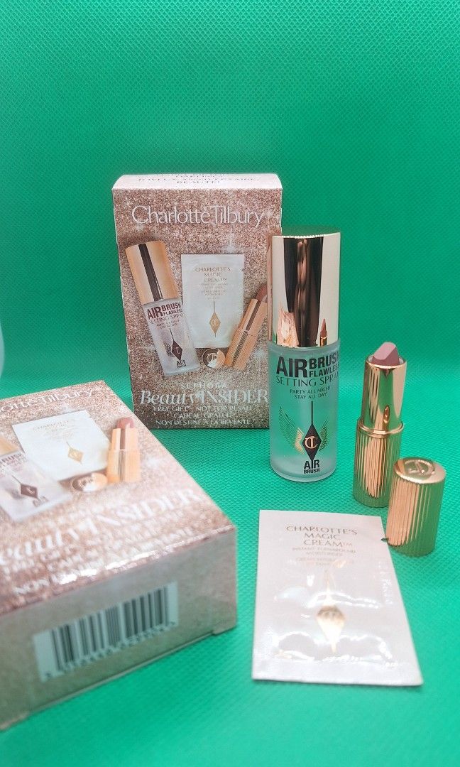 CT Sephora Beauty Insider Set (Category: Makeup) located in Las Pinas. Submitted by mystic_tragicallychic (Listing ID 1349916896, Image 2). Description: Charlotte Tilbury Sephora Beauty Insider Set Matte Revolution Pillow Talk Lipstick 1.5g Airbrush Setting Spray 15ml CT Magic Cream 1ml.