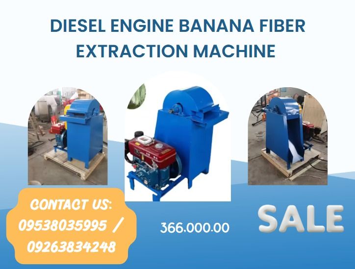 diesel Engine Banana Fiber Extraction Machine (Category: Construction Tools & Equipment) located in Caloocan City. Submitted by 09051674995 (Listing ID 1355145077, Image 1). Description: Model:HS-GM250 Capacity:0.2t/h Diesel engine:8HP Blade drum speed:1050r/min Blade drum diameter:250mm .