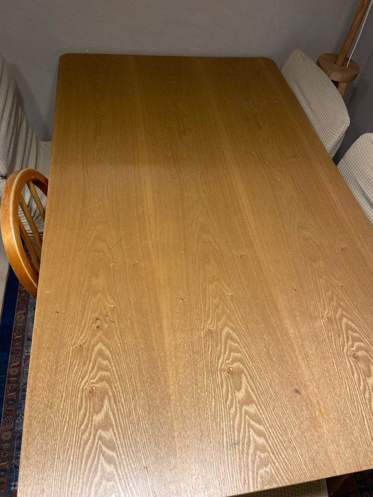 Dining Table (Category: Tables & Sets) located in Singapore. Submitted by ____okok (Listing ID 1355100683, Image 2). Description: Chairs not included but can be discussed. This is a 3yrs old dining table from FortyTwo. Can easily fit 4-8pax. We rarely eat our meals on this table so we decide to switch to a smaller table. Slight marker stains & signs of usage which pretty sure cld be erased using alcohol wipes. You can find out abt the measurement