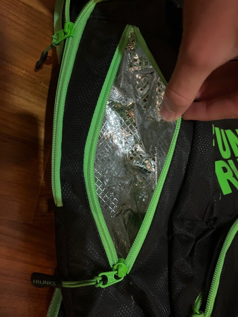 Funky trunks backpack (Category: Backpacks) located in Singapore. Submitted by melvinklein (Listing ID 1355232175, Image 7). Description: Just a couple scratches on the logo but only been used a couple times. Hasn’t gotten wet once, and condition is like new other than the scratches .