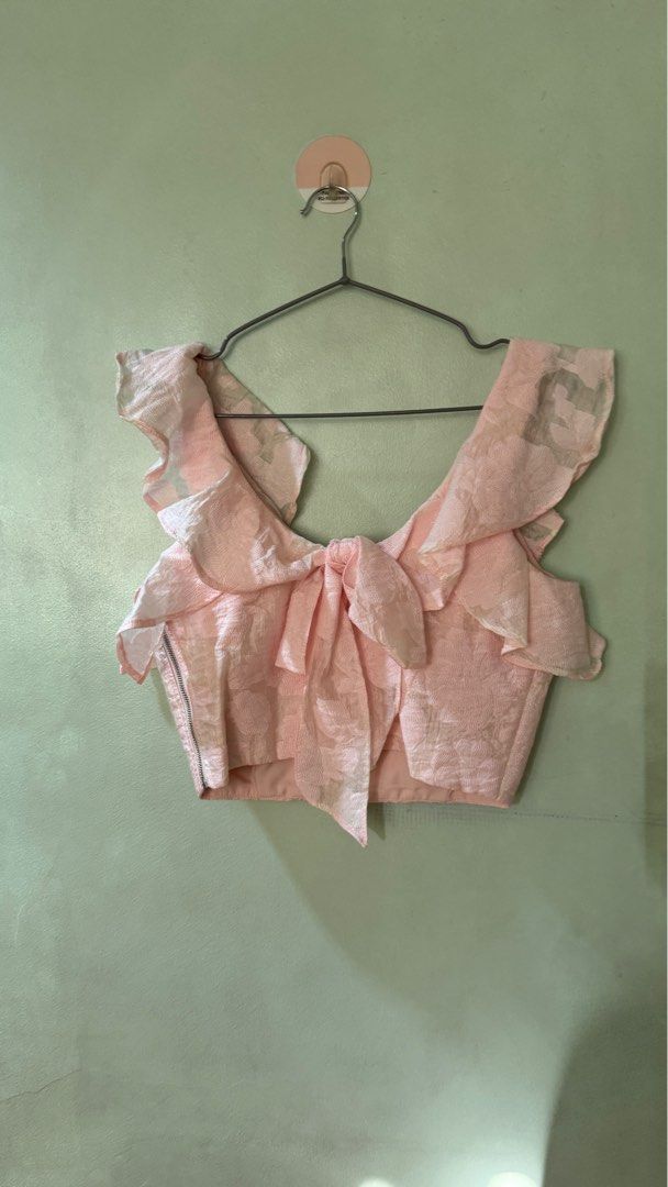 Love Bonito Ruffle Crop Top Pink (Category: Blouses) located in Quezon City. Submitted by jooys (Listing ID 1355280909, Image 2). Description: .