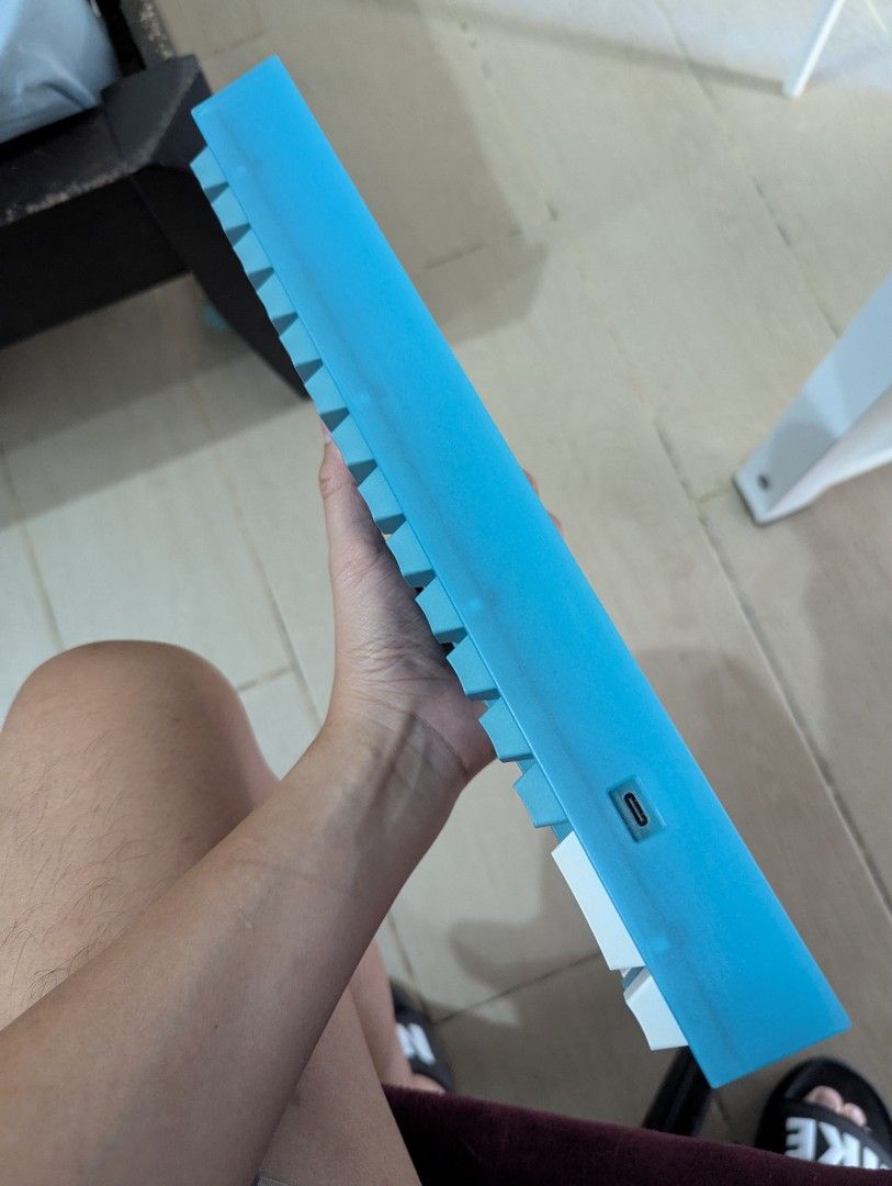 NK65ee Bluemen (Barebones) (Category: Computer Keyboard) located in Taguig. Submitted by ceilingfan328 (Listing ID 1355155940, Image 3). Description: Selling my NK65ee Barebones 65% keeb. No USB C Cable. Comes with the carrying case Works perfectly and is VIA compatible. Only issue is cosmetic: a crack on the top left corner (due to Novelkey's QA & manufacturing) I can throw in a clone of PBT Bento keycaps for P500.