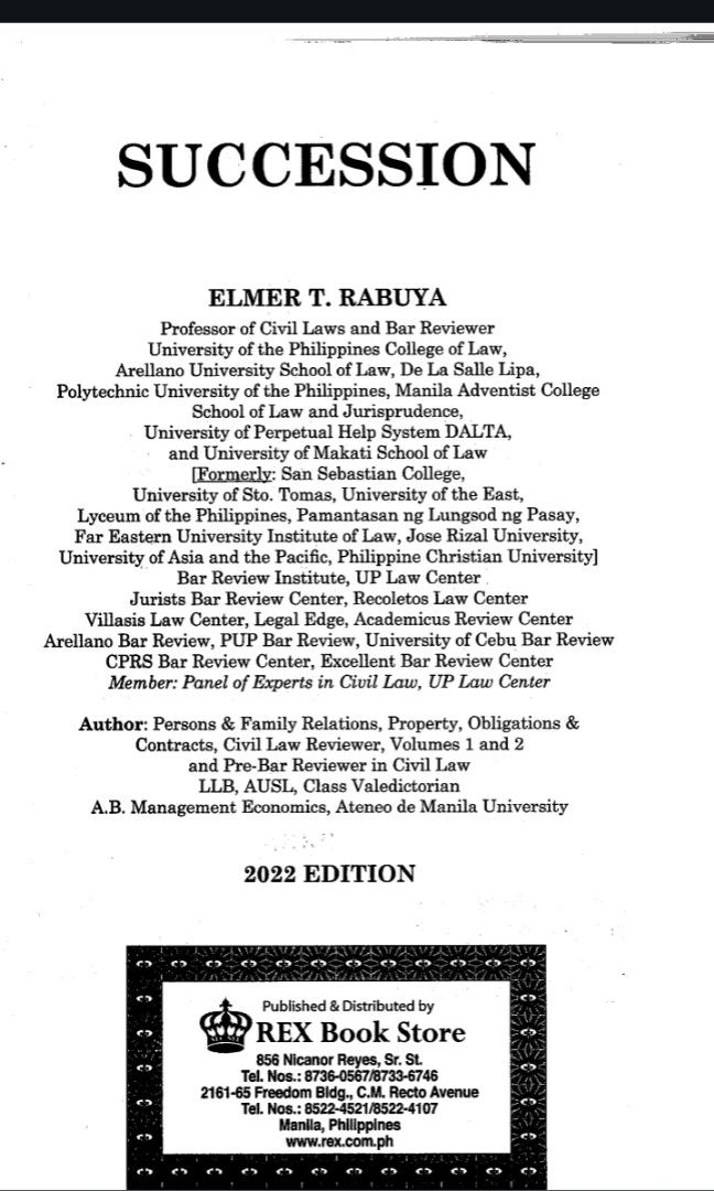 [PDF] Succession Rabuya 2022, Hobbies & Toys, Books & Magazines ...
