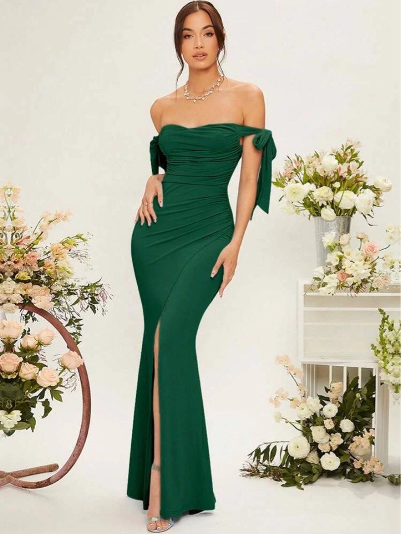 SHEIN Green Off Shoulder Gown (Category: Evening dresses & gowns) located in San Pablo. Submitted by yanirevista (Listing ID 1355164429, Image 1). Description: Size Medium Original Price 783 php No flaws, good as new Never worn.