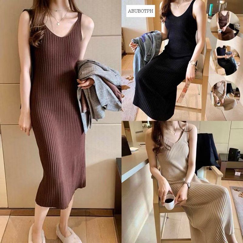 Sleeveless Knitted Brown Dress (Category: Dresses) located in Taguig. Submitted by helpme_declutteeer (Listing ID 1355139148, Image 1). Description: S-M 5’3ft yung height ko at above the knee siya sakin.