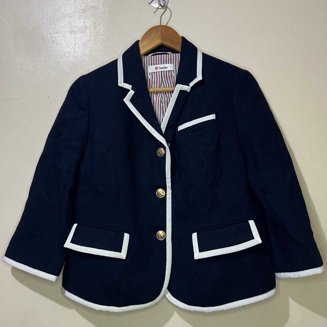 Authentic Thom Browne - Neiman Marcus Women's Blazer (Category: Luxury Apparel) located in Calamba. Submitted by _limitedsupply (Listing ID 1355209405, Image 1). Description: Thom Browne - Neiman Marcus Women's Blazer Size: Large Women's Laid Flat Measurements: Length: 22.5 inches Width: 19 inches Sleeve Length: 17.3 inches Shoulder: 15 inches Condition: Excellent Flaws: None 🏷️₱20,550 + sf.