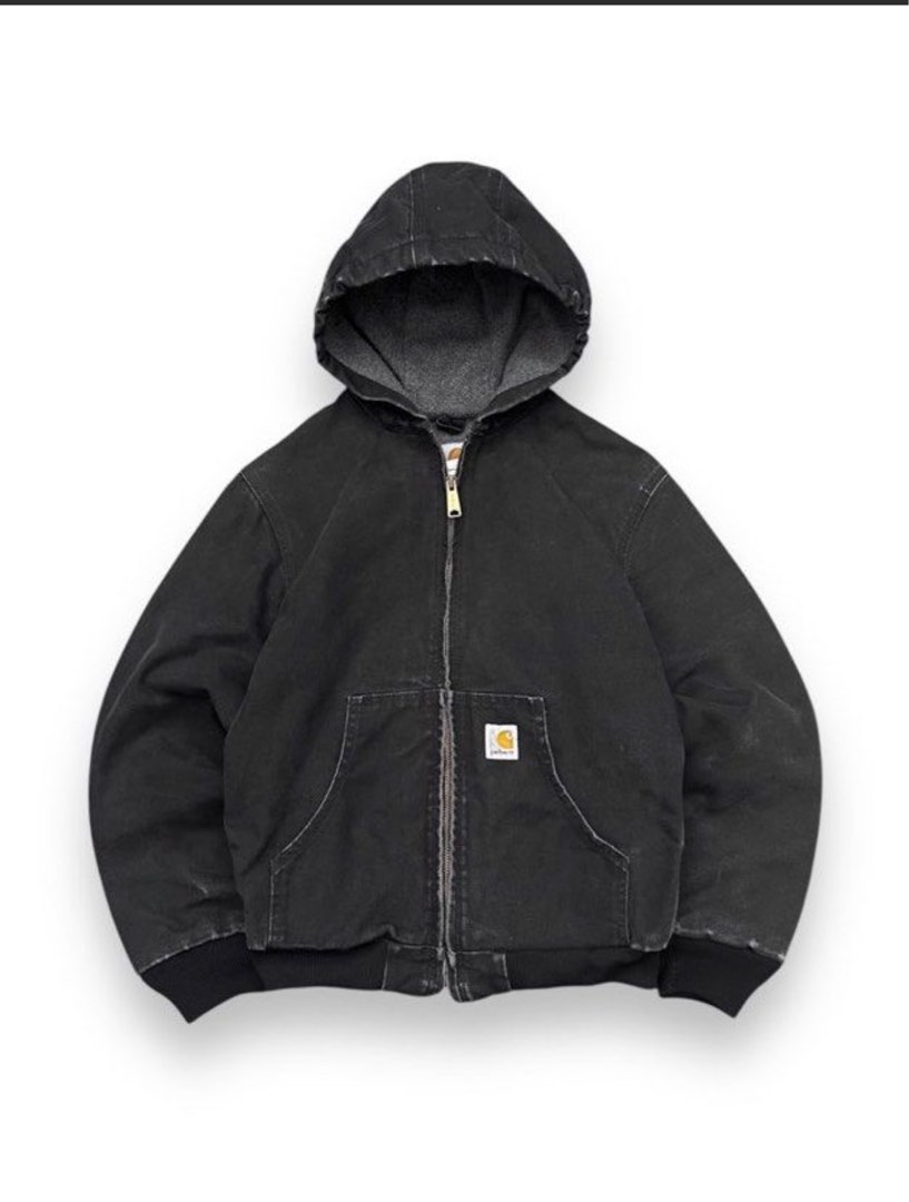 Carhartt Active Jacket Duck Full Zip Hoodie Men's XL cotton navy blue type Vintage Second Hand