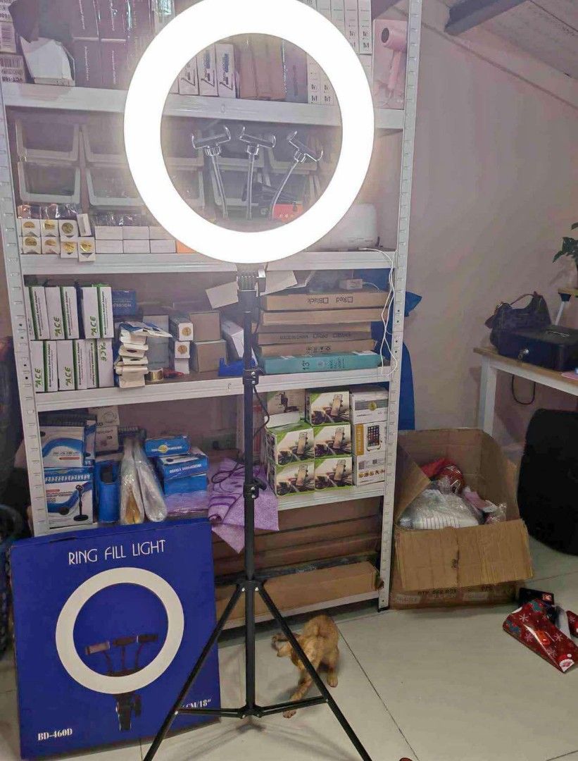 46Cm Ring light with 2meters stand (Category: Lighting & Studio Equipment) located in Manila. Submitted by ashleyeshk1320 (Listing ID 1355463263, Image 1). Description: 46CM ring light with 2meters stand nay ksama naren 3pcs na phone holder Onhand brand New open FOR cod via lalamove.