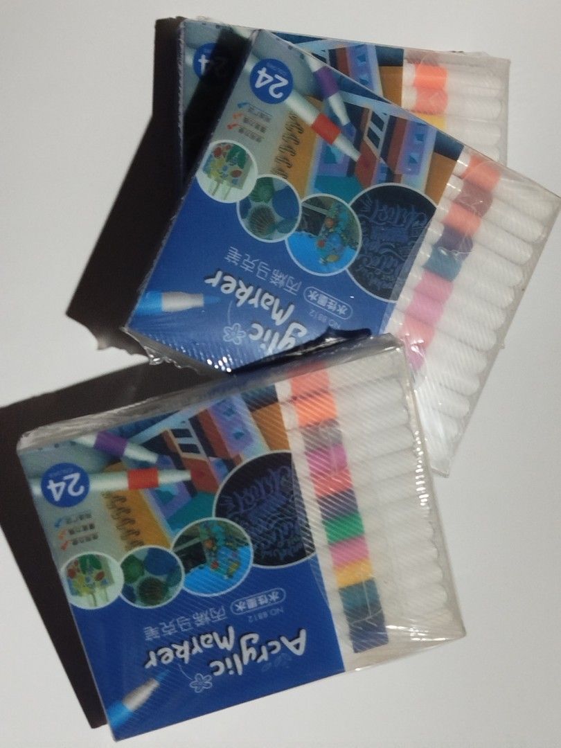 Acrylic Markers (Category: Craft Supplies & Tools) located in Manila. Submitted by safehorse.25ee13 (Listing ID 1355449980, Image 2). Description: 24 pens Never been opened. Never been used. Dm for more details 100 pesos if 1 case 270 pesos if you will buy all (3 cases).