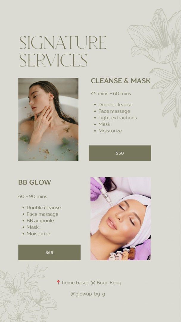 BB Glow @ $60 (Category: Beauty & Health Services) located in Singapore. Submitted by fabulousfantsy (Listing ID 1199165366, Image 1). Description: BB Watershine Glow @ $60 (first-timer)! Recurring customers @ $68 Helps to lighten scars, improve uneven skin tone & brighten up your skin ! DM me to enquire for dates / timings! Home-based @ Boon Keng Include: Double cleansing, exfoliation, application of BB ampoule with MTS needle, Dr Jart cooling m