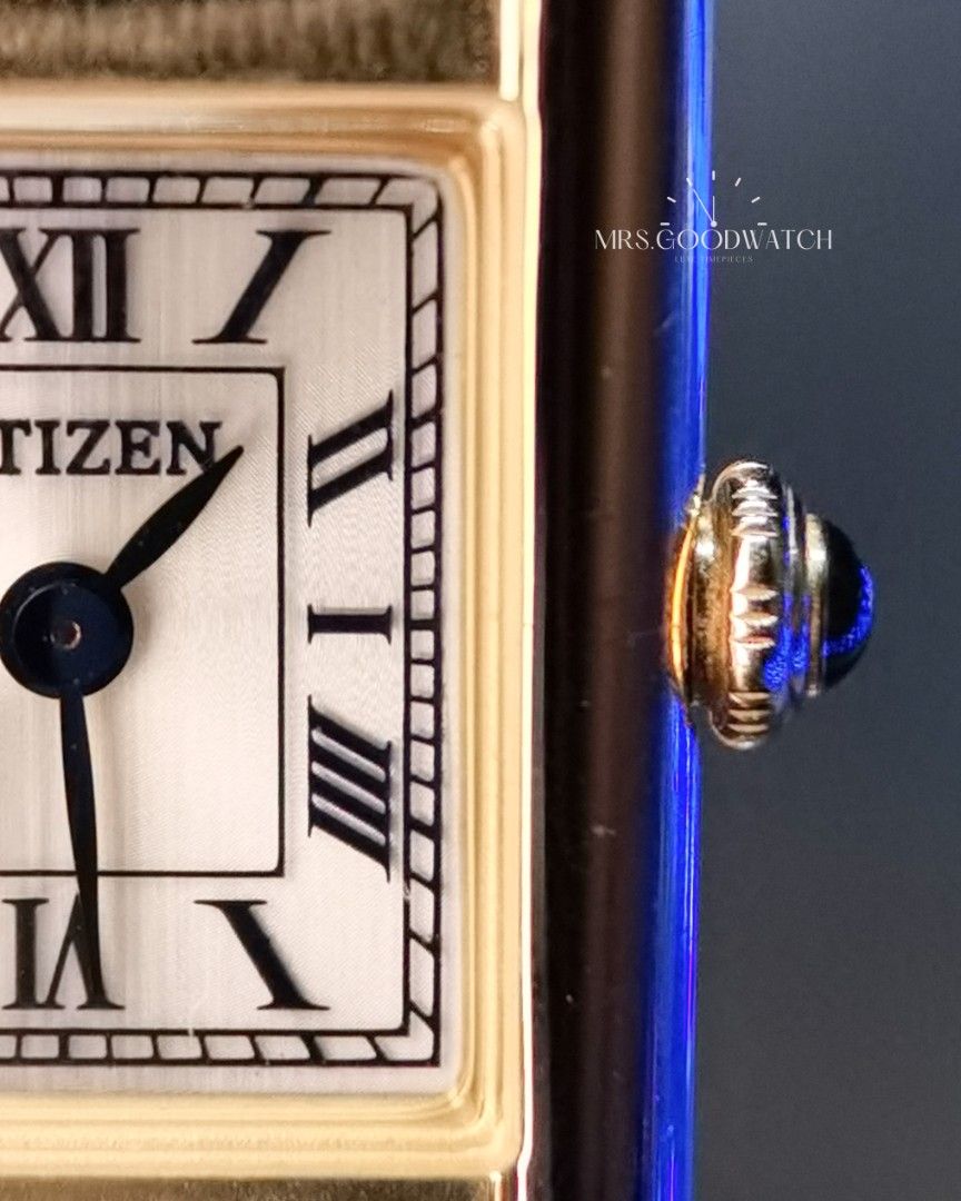 Citizen Kii (Tank) (Category: Luxury Watches) located in Manila. Submitted by jajajansen (Listing ID 1355318801, Image 2). Description: Model: Citizen Kii:Hirob (Tank) Size: 17.5mm Movement: Solar Display: Gold Steel Case, Roman Numeral Marker, Steel Blue Hands, White Dial Material: Gold-plated Steel, Mineral Crystal Glass, Inclusions: Watchpouch More info: Citizen Kii is a collection of elegant women's watches by Citizen, known for their delicat