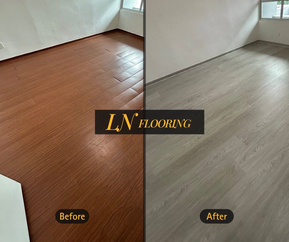 Home vinyl/Direct vinyl flooring/HDB vinyl flooring/German click/Premium Vinyl Flooring Supply & Installation | Realistic Wood Design/Commercial vinyl flooring/ 5mm Vinyl flooring/Condo Landed vinyl flooring/Premium Vinyl flooring/Free skirting (Category: Vinyl Flooring) located in Singapore. Submitted by lnflooring (Listing ID 1354822909, Image 2). Description: Ready for a home makeover? Imagine your home with sleek, modern floors that are durab