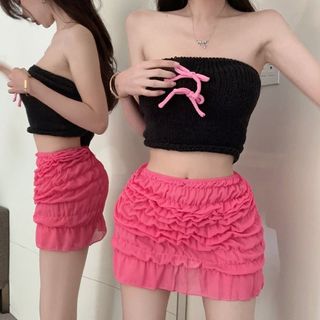 Hot Pink Short Skirt Ruffled Barbie Cover Up 褶皱半身裙 粉红 芭比 短裙64226813412993110