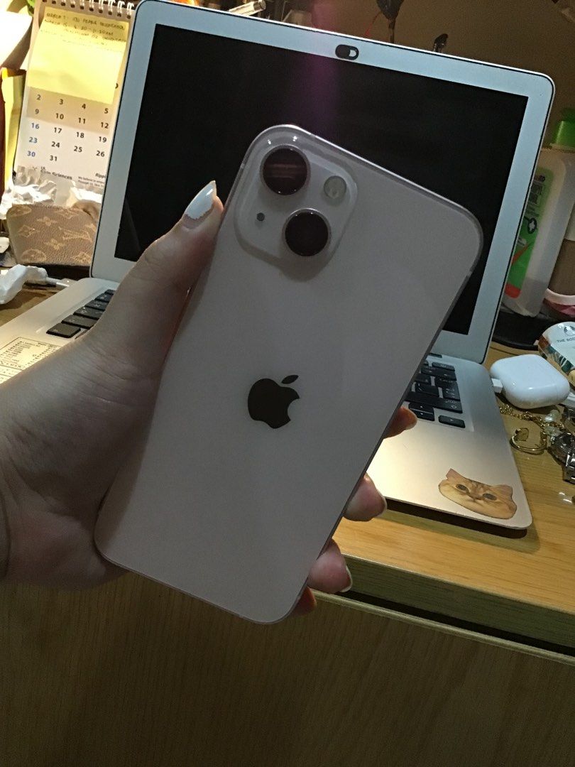 Iphone 13 Pink 128gb FU (Category: iPhone 13 Series) located in Manila. Submitted by missprettythingsbyali (Listing ID 1355420263, Image 2). Description: 128 gb Pink Clean no dents With Box Face ID working True tone Working Never repaired Factory Unlock Long battery life Inclusion: Box Otterbox casing Cable Rfs: upgrade .