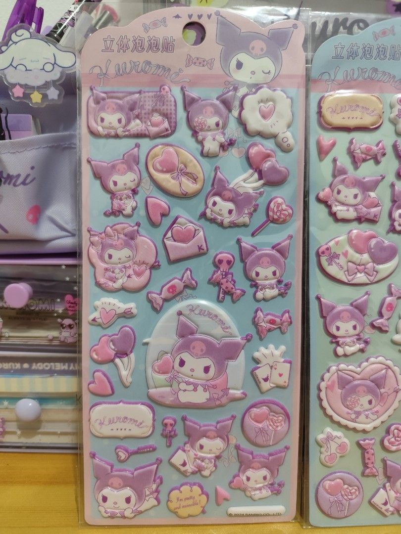 Kuromi Official 3D Sticker (Category: Character Goods) located in Taguig. Submitted by cinnamoncloud (Listing ID 1355397785, Image 3). Description: SANRIO Official Kuromi 3D Sticker -brandnew -licensed with Sanrio seal -3 different designs -100 pesos each/270 if bundle -RFS: decluttering/need space.