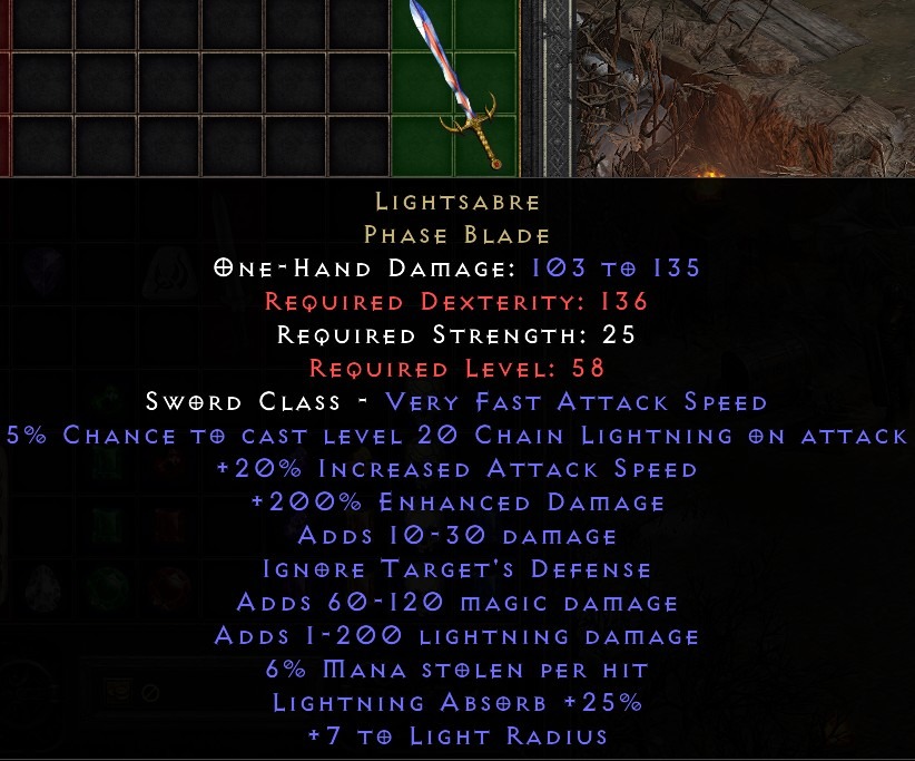(Non-Ladder) GG 200%ed with Lvl 20 Chain Lightning LightSabre. D2R ...